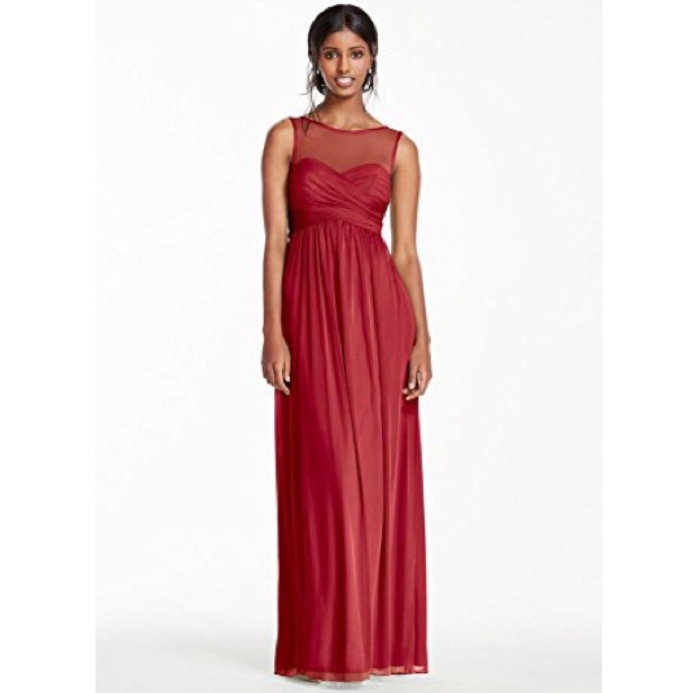 David's Bridal Apple Long Maxi Mesh Dress Illusion Sweetheart Neck 8